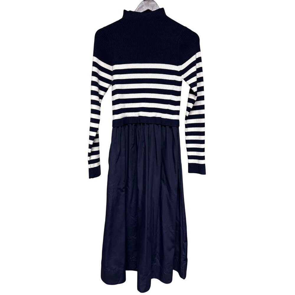 Mila Mae Women's Dress Long Sleeve Midi Navy Blue Sweater Full Skirt Medium NWOT - Picture 2 of 12